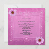 ピンクかわいらしの誕生日パーティー花任意の年齢 招待状 (裏面)
