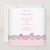 ピンクかわいらしの赤ちゃんシャワーガールブース 招待状 (裏面)