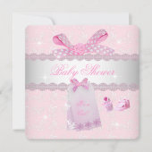ピンクかわいらしの赤ちゃんシャワーガールブース 招待状 (正面)