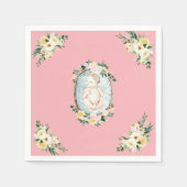 ピンクかわいらしの赤生まれたばかりのちゃんガールシャワー スタンダードカクテルナプキン (正面)