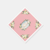 ピンクかわいらしの赤生まれたばかりのちゃんガールシャワー スタンダードカクテルナプキン (角)
