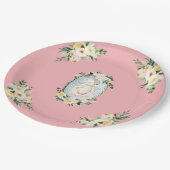 ピンクかわいらしの赤生まれたばかりのちゃんガールシャワー ペーパープレート (アングル)