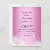 ピンクかわいらしの輝く蝶の女の子の赤ちゃんシャワー 招待状 (裏面)