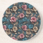 ピンクかわいらしの金ゴールドバラ コースター (正面)