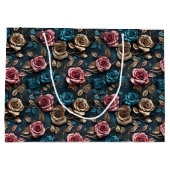 ピンクかわいらしの金ゴールドバラ ラージペーパーバッグ (裏面)