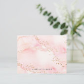 ピンクかわいらしの金ゴールドフェイクグリッター用文房具 サンキューカード (スタンド正面)