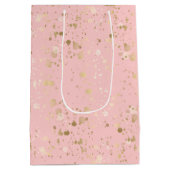 ピンクかわいらしの金ゴールド斑点 ミディアムペーパーバッグ (裏面)