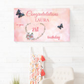 ピンクかわいらしの21歳の誕生日おめでとう 横断幕 (インサイチュ)