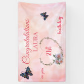 ピンクかわいらしの21歳の誕生日おめでとう 横断幕 (縦)