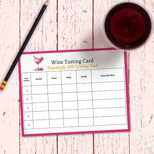 ピンクかわいらしの30歳の誕生日にワインを推測 ノートパッド