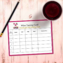 ピンクかわいらしの30歳の誕生日パーティーでワインを推測 ノートパッド