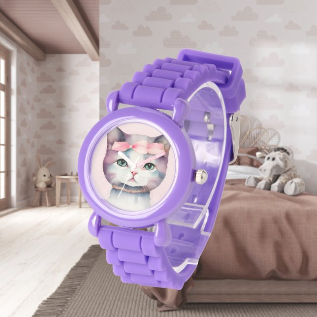 ピンクかわいらしのBow eWatchウォッチ付子猫 腕時計 (クリエイターアップロード済み)