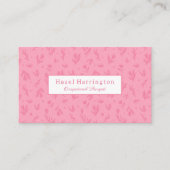 ピンクかわいらしのQRコード名刺シンプル花 名刺 (正面)