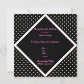 ピンクかわいらしのSWEET SIXTEEN招待状スポットブラック 招待状 (裏面)