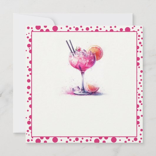 ピンクかわいらしをテーマにしたカクテル誕生日ありがとう サンキューカード (裏面)