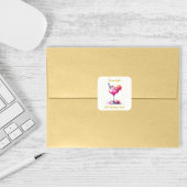 ピンクかわいらしをテーマにしたカクテル誕生日 スクエアシール