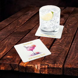 ピンクかわいらしをテーマにしたカクテル誕生日 スクエアペーパーコースター