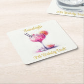 ピンクかわいらしをテーマにしたカクテル誕生日 スクエアペーパーコースター (アングル)