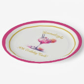 ピンクかわいらしをテーマにしたカクテル誕生日 ペーパープレート (アングル)