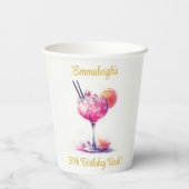 ピンクかわいらしをテーマにしたカクテル誕生日 紙コップ (裏面)