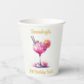 ピンクかわいらしをテーマにしたカクテル誕生日 紙コップ (正面)