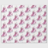 ピンクかわいらしアイススケートのクリスマス ラッピングペーパー (フラット)