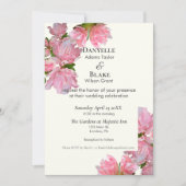 ピンクかわいらしアイボリーモダンクラシック結婚フローラ 招待状 (正面)