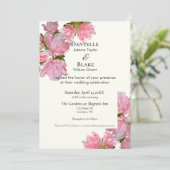 ピンクかわいらしアイボリーモダンクラシック結婚フローラ 招待状 (スタンド正面)