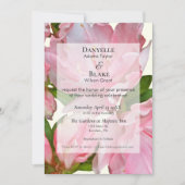 ピンクかわいらしアイボリーモダンクラシック結婚フローラ 招待状 (正面)