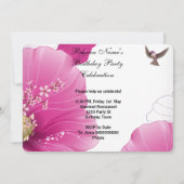 ピンクかわいらしアジアの花鳥の誕生日パーティー2L 招待状 (裏面)