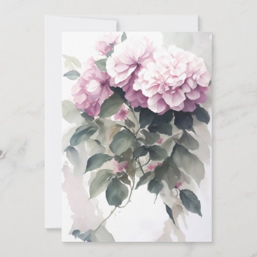 ピンクかわいらしアジサイフローラサマー春の結婚式 招待状 (裏面)