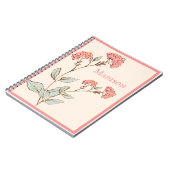 ピンクかわいらしアジサイフローラパーソナライズされた名 ノートブック (左側)