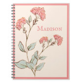 ピンクかわいらしアジサイフローラパーソナライズされた名 ノートブック (正面)