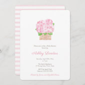 ピンクかわいらしアジサイ女の子ベビーシャワー 招待状 (正面/裏面)