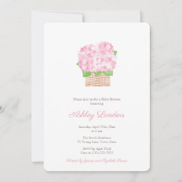 ピンクかわいらしアジサイ女の子ベビーシャワー 招待状
