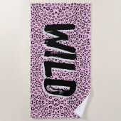 ピンクかわいらしアニマルプリントパーソナライズされたで ビーチタオル (正面)