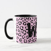 ピンクかわいらしアニマルプリントパーソナライズされたで マグカップ (左)