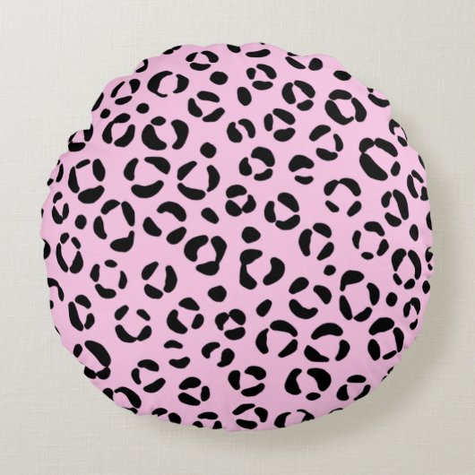 ピンクかわいらしアニマルプリント ラウンドクッション (正面)