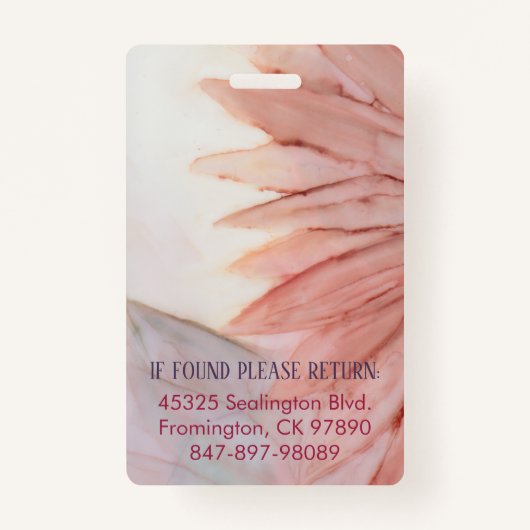 ピンクかわいらしインクのメディカフォトID バッジ (裏面)