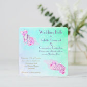 ピンクかわいらしウォーターカラーバレエテーマ結婚ズ 招待状 (スタンド正面)