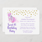 ピンクかわいらしウォーターカラーバレエテーマ誕生日 招待状 (正面/裏面)