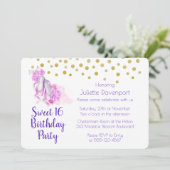 ピンクかわいらしウォーターカラーバレエテーマ誕生日 招待状 (スタンド正面)