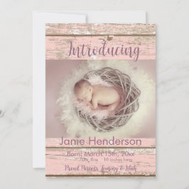 ピンクかわいらしウッドカスタム写真発表 案内状