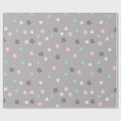 ピンクかわいらしオモダンブフローラ赤ちゃんシャワー ラッピングペーパー (フラット)