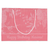 ピンクかわいらしオンピンク花柄 ラージペーパーバッグ (裏面)