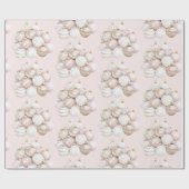 ピンクかわいらしオーナメントクリスマス ラッピングペーパー (フラット)