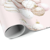 ピンクかわいらしオーナメントクリスマス ラッピングペーパー (ロールコーナー)