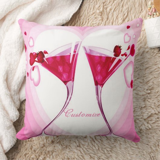 ピンクかわいらしカクテル装飾用クッション クッション (ブランケット)