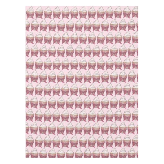 ピンクかわいらしカップケーキケーキブライダルシャワー誕生日 テーブルクロス (正面)