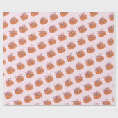 ピンクかわいらしカボチャフローラガーリー誕生日 ラッピングペーパー (フラット)